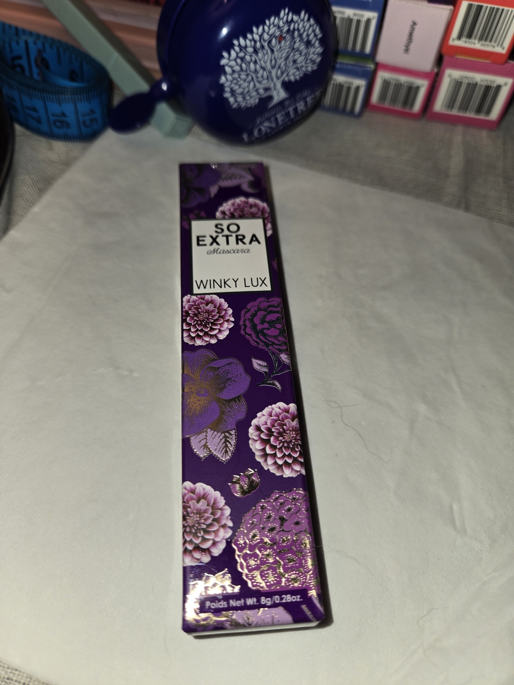 WINKY LUX Purple Floral Mascara Box with Gold Accents